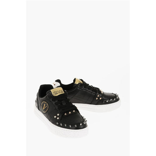 Versace JEANS COUTURE Textured Leather COURT 88 Low Top Sneakers wit