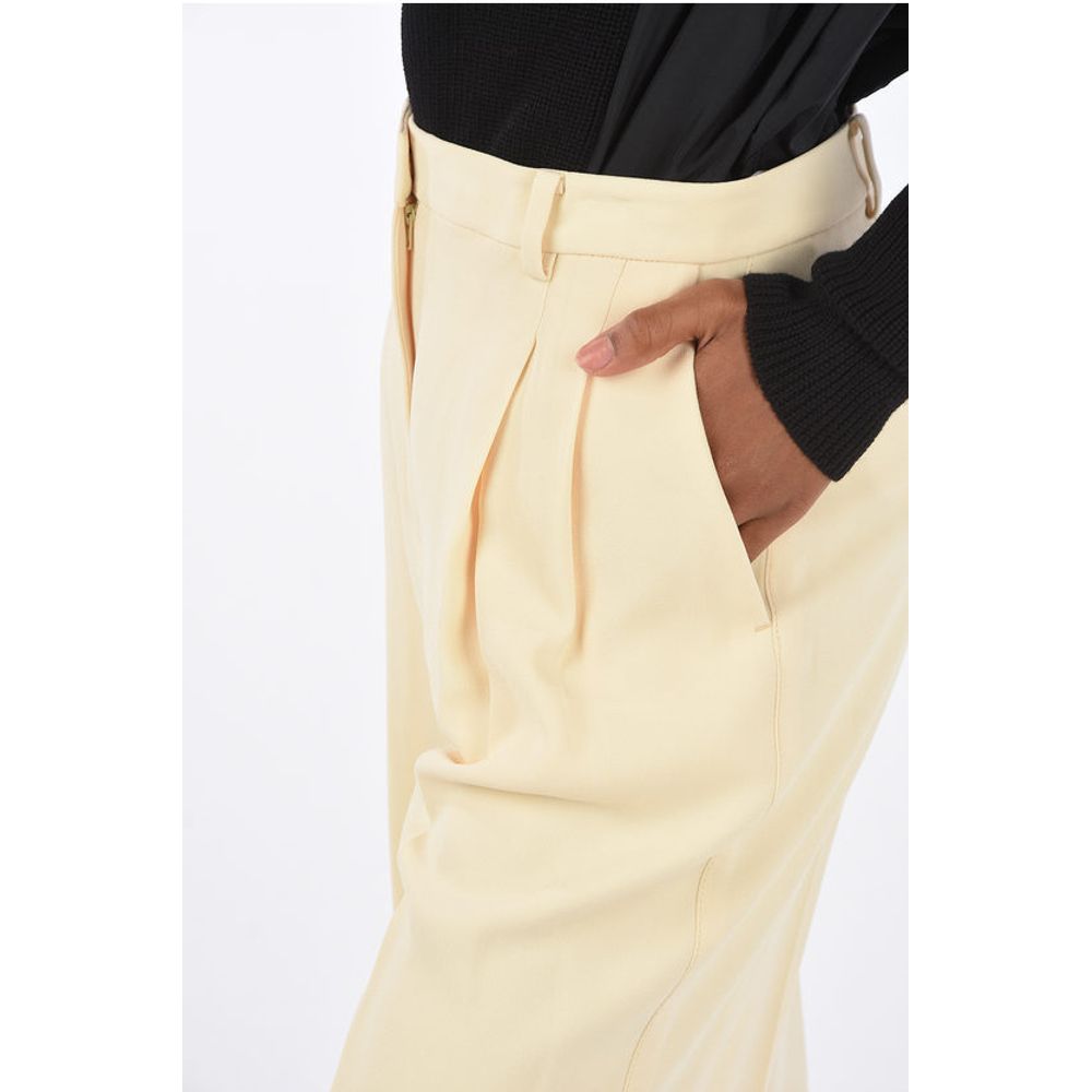Tory Burch High-waisted Flared Pants in Crepe Effect with Double-pleat