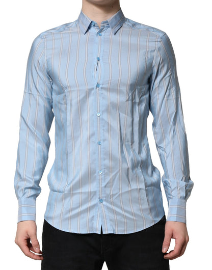 Dolce & Gabbana Light Blue MARTINI Striped Formal Dress Shirt