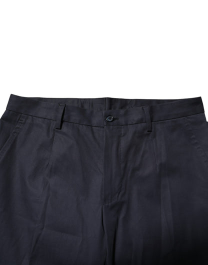 Dolce & Gabbana Dark Blue Cotton Formal Pants