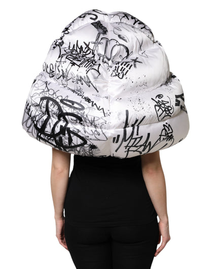 Dolce & Gabbana White Polyester Printed Hood Quilted Hat