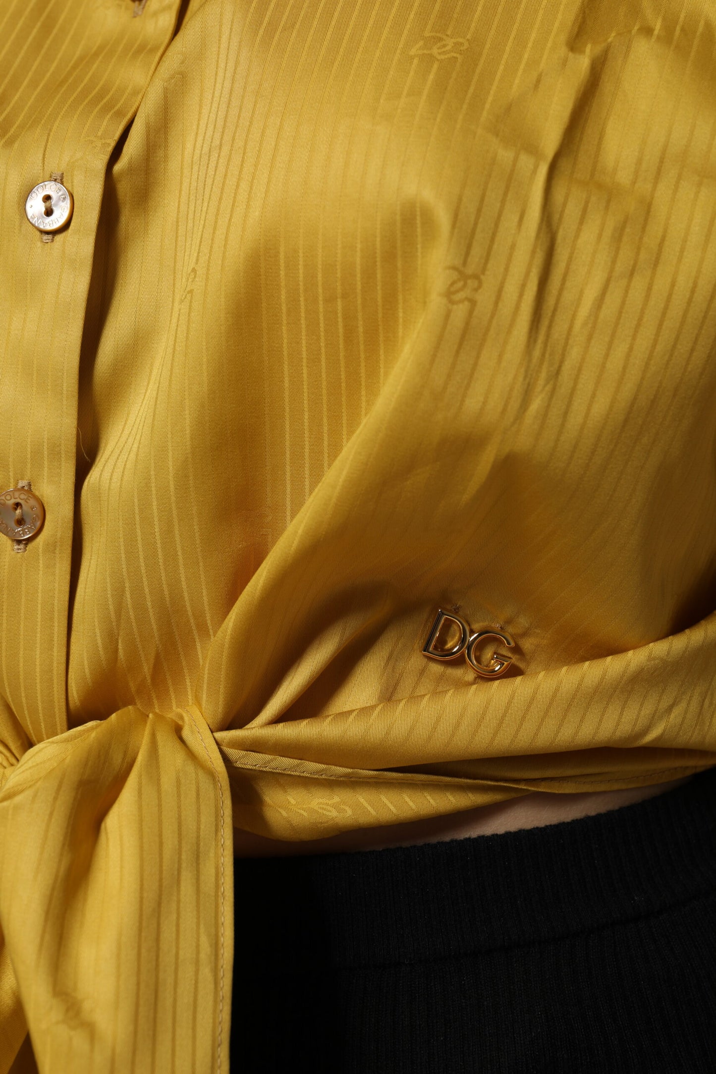 Dolce & Gabbana Mustard Collared Short Sleeves Blouse Top