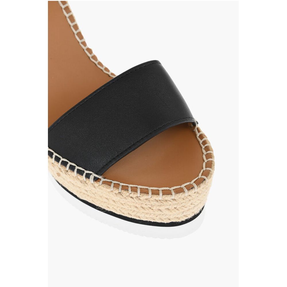 See By Chloé Leather Sandals Espadrillas Wedge 12 cm