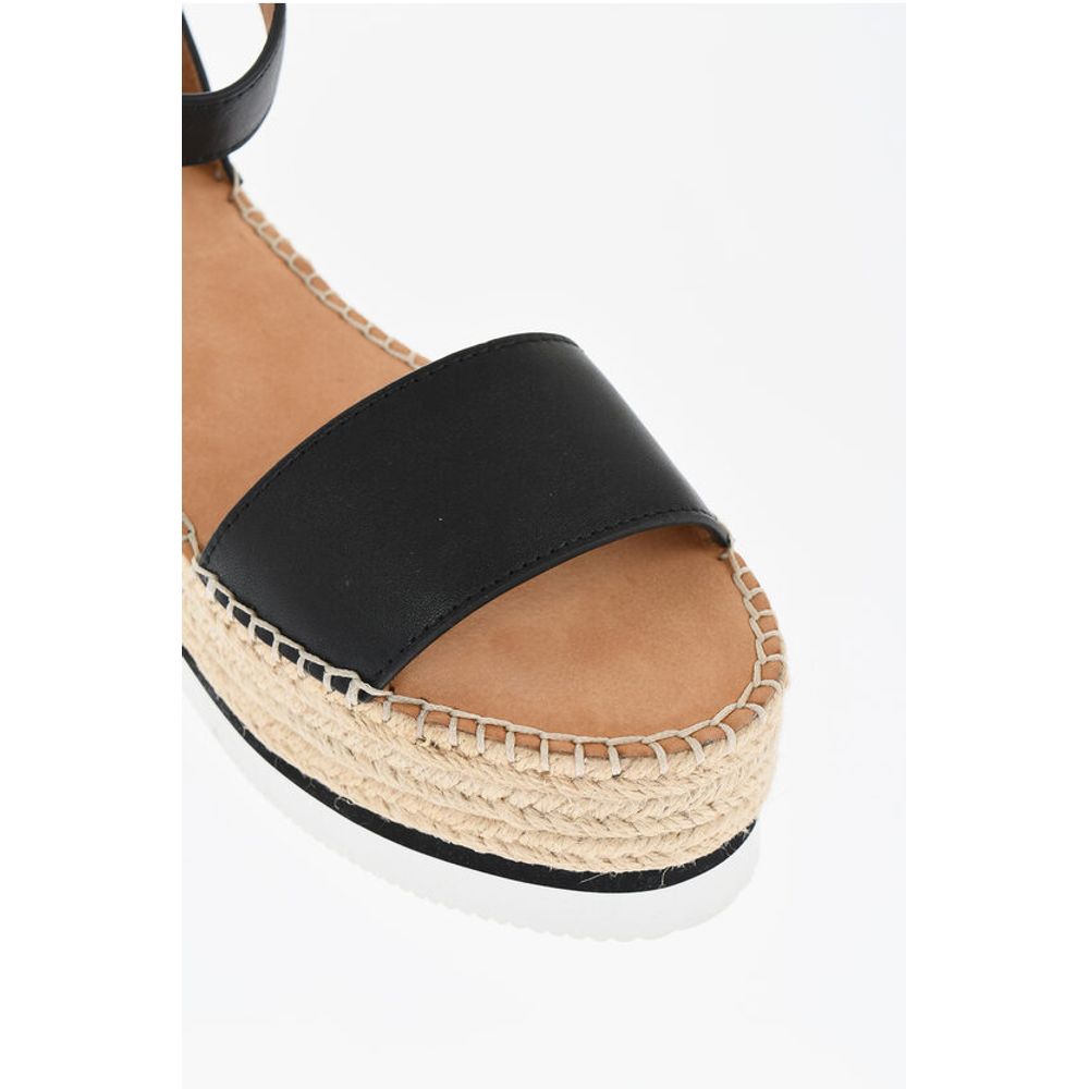 See By Chloé Leather Sandals Espadrillas Wedge 7 cm