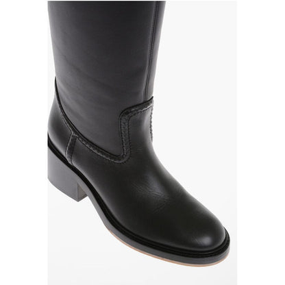 Chloé Leather High Boots with Embossed Stitches