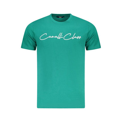 Cavalli Class Green Cotton Men T-Shirt