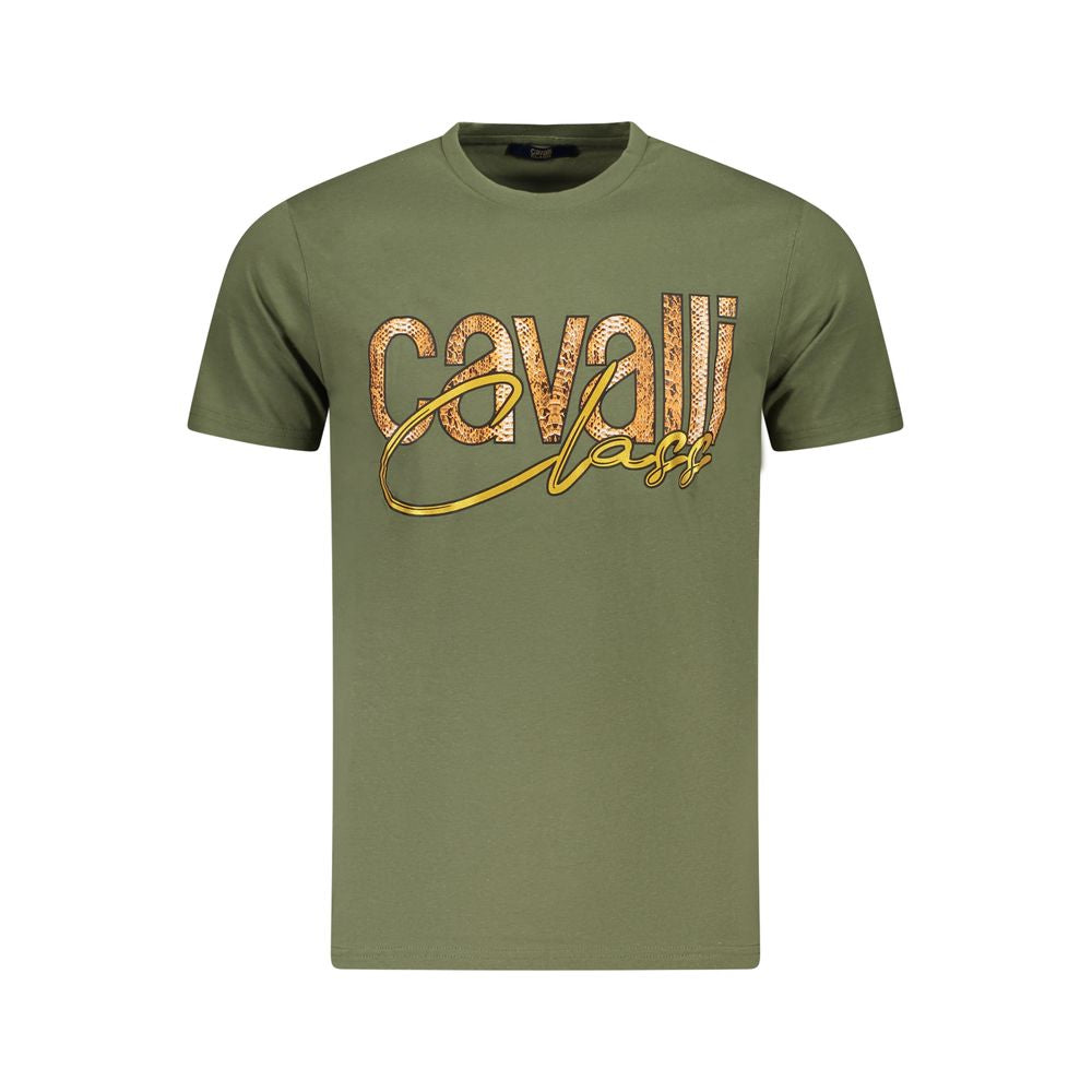 Cavalli Class Green Cotton Men T-Shirt