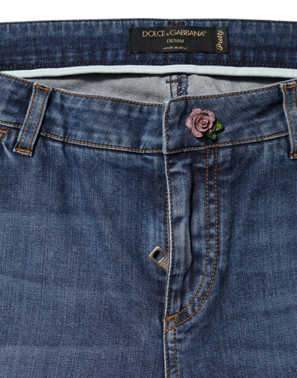 Dolce & Gabbana Blue Low Waist Cotton Skinny Denim Jeans