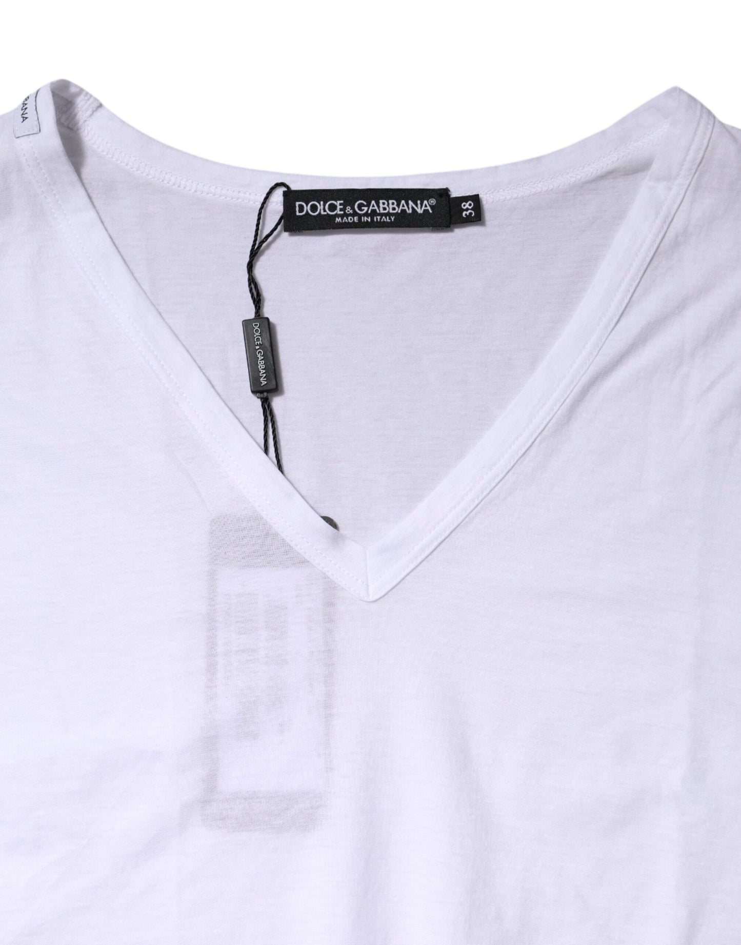 Dolce & Gabbana White Cotton Short Sleeves V-Neck Top T-shirt