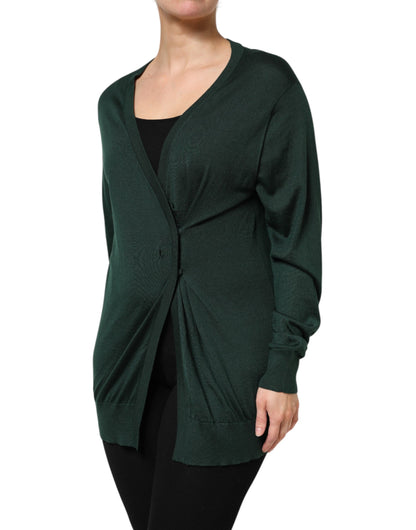 Dolce & Gabbana Dark Green Cashmere Silk Cardigan Sweater