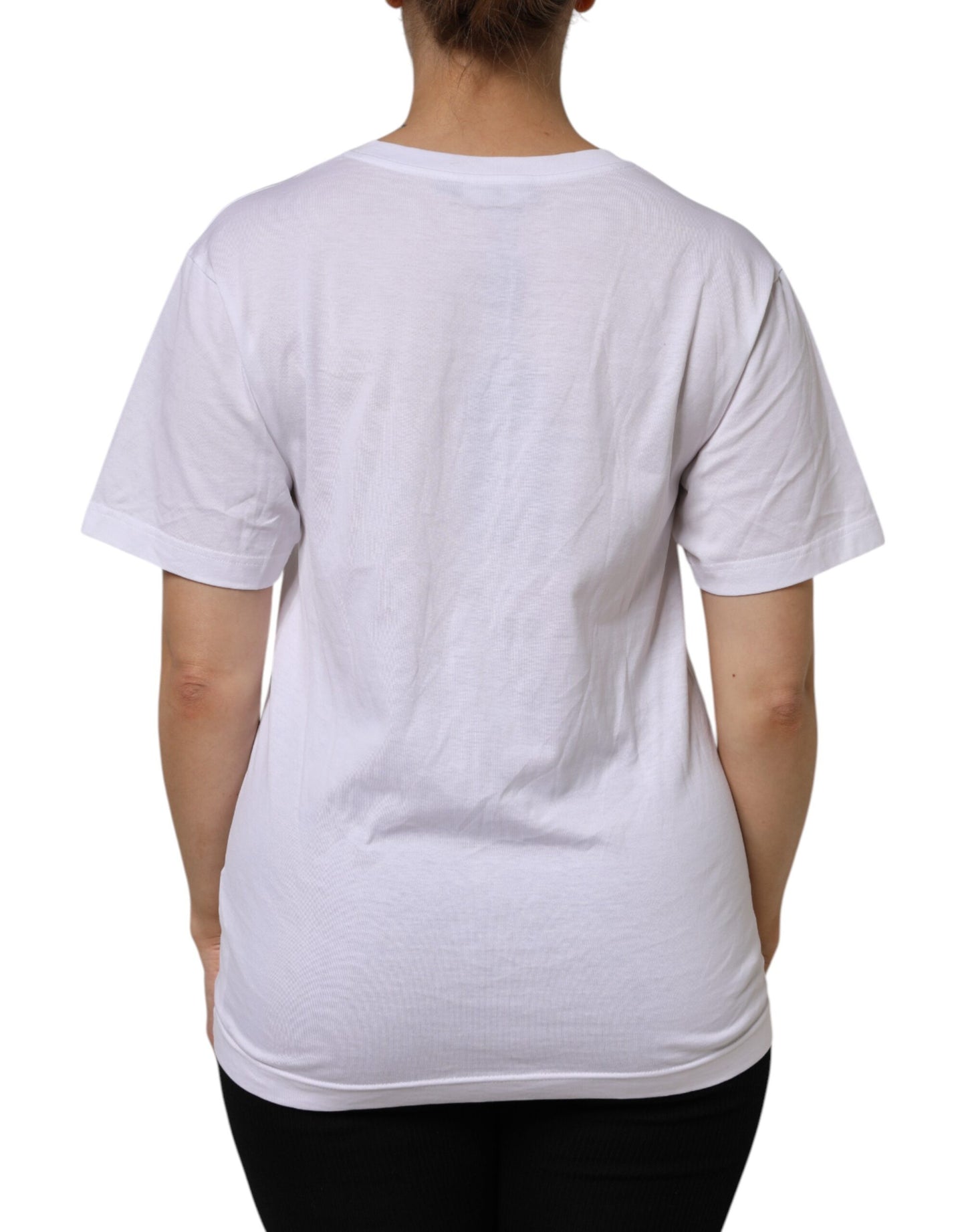 Dolce & Gabbana White Cotton Short Sleeve V-Neck Top T-shirt