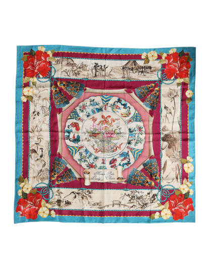 Dolce & Gabbana Multicolor Floral Print Square Foulard Scarf