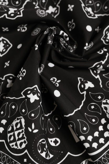 Dolce & Gabbana Black White Bandana Square Men Foulard Scarf