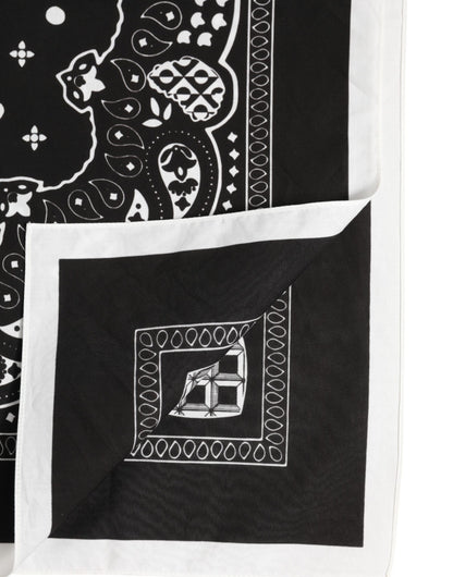 Dolce & Gabbana Black White Bandana Square Men Foulard Scarf