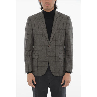 Corneliani CC COLLECTION Windowpane Check Wool Blend Blazer