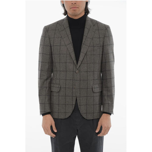 Corneliani CC COLLECTION Windowpane Check Wool Blend Blazer
