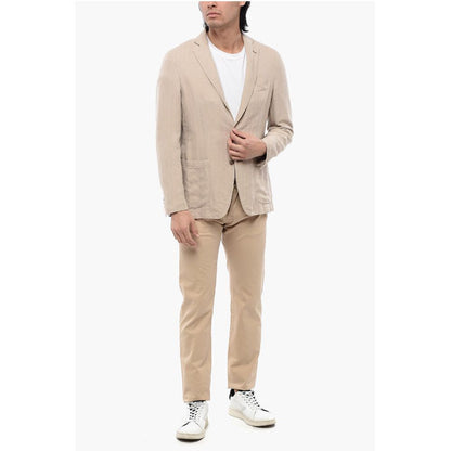 Corneliani ID Herringbone Linen Blend Blazer with Patch Pockets