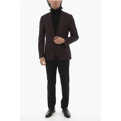 Corneliani CC COLLECTION Virgin Wool Blazer with Diamond Check Motif
