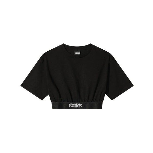 Comme Des Fuckdown Black Cotton Tops & T-Shirt