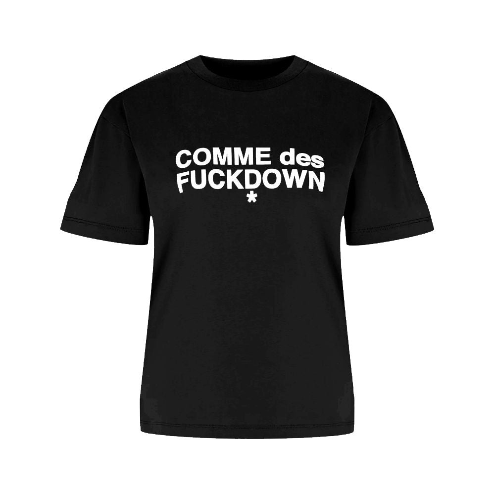 Comme Des Fuckdown Black Cotton Tops & T-Shirt