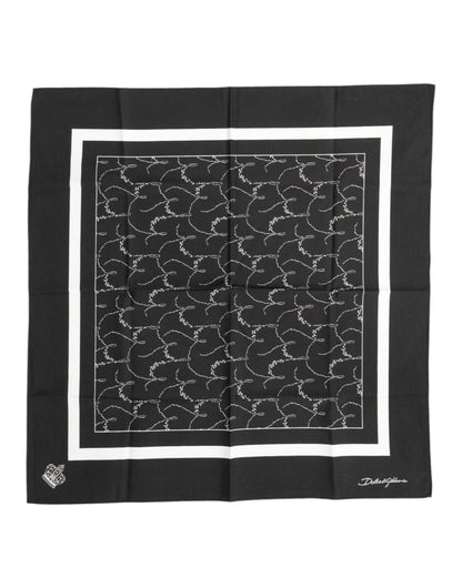 Dolce & Gabbana Black White Printed Square Foulard Scarf