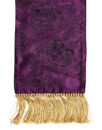 Dolce & Gabbana Purple Silk Fringes Cross Men Foulard Scarf