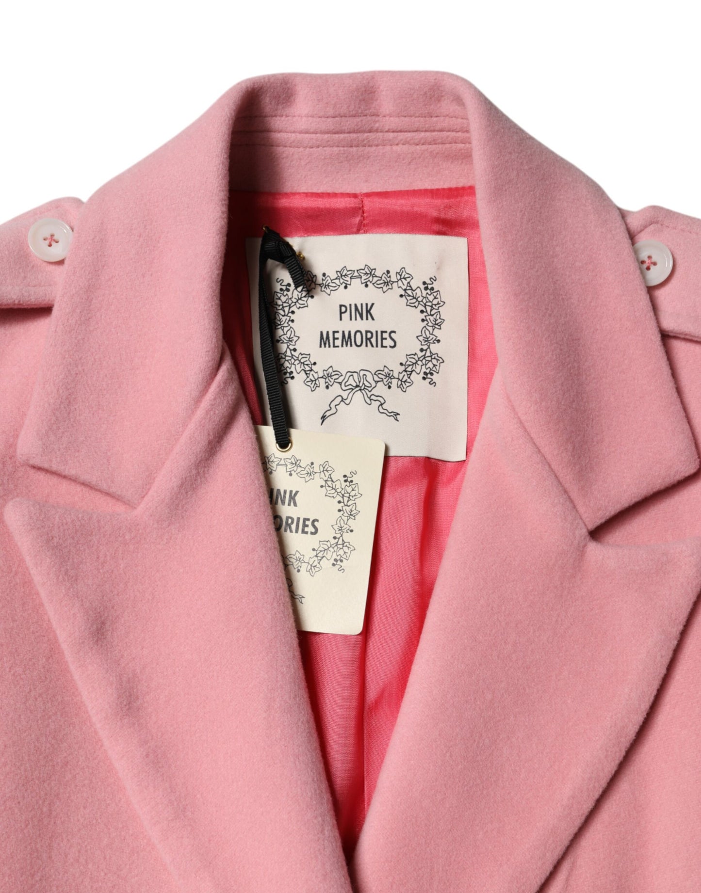 PINK MEMORIES Pink Wool Double Breasted Blazer Coat Jacket