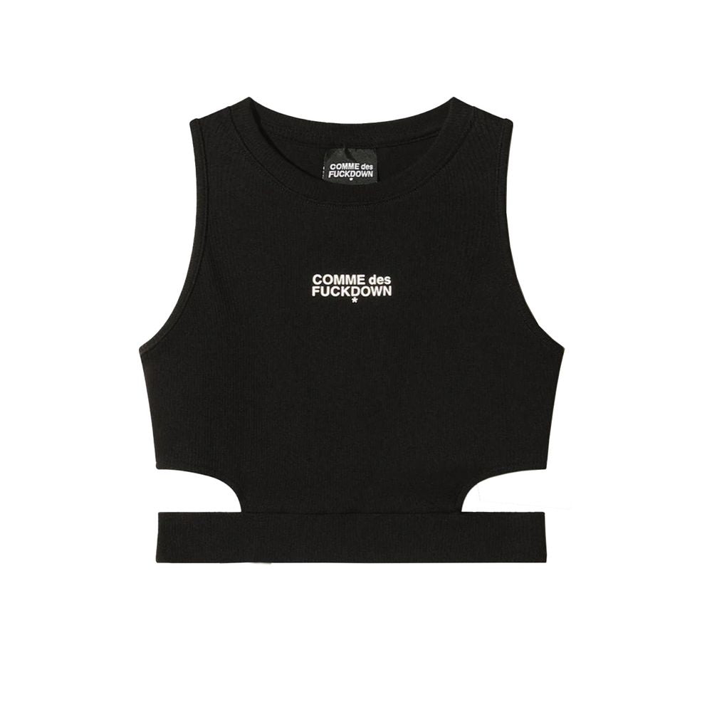 Comme Des Fuckdown Black Cotton Tops & T-Shirt