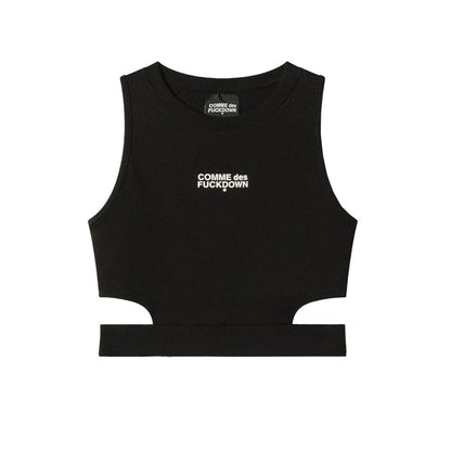 Comme Des Fuckdown Black Cotton Tops & T-Shirt