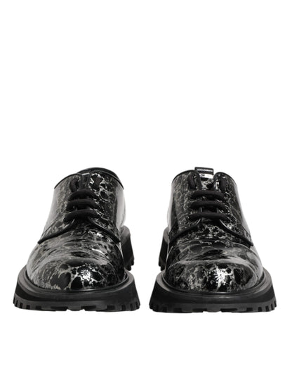 Dolce & Gabbana Black White Calfskin Chunky Derby Shoes