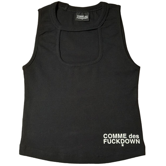 Comme Des Fuckdown Black Cotton Tops & T-Shirt