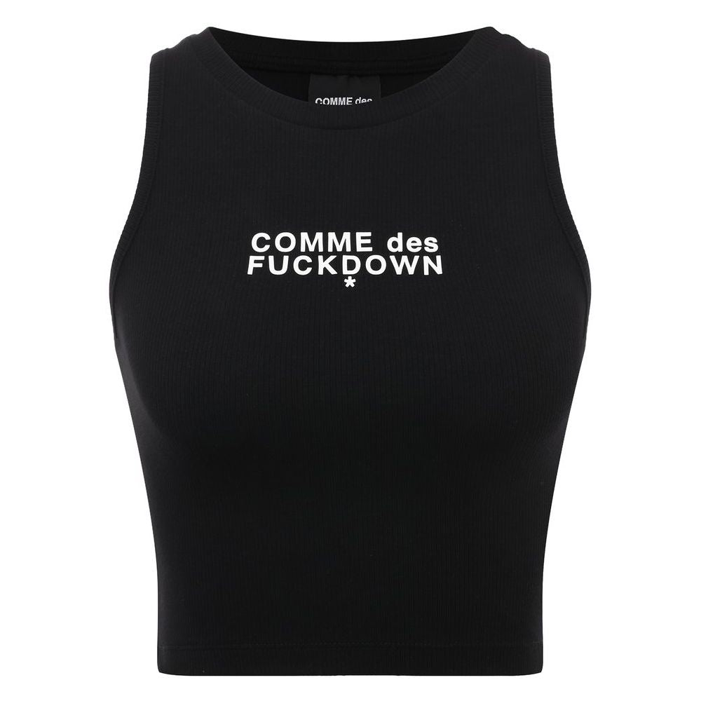 Comme Des Fuckdown Black Cotton Tops & T-Shirt