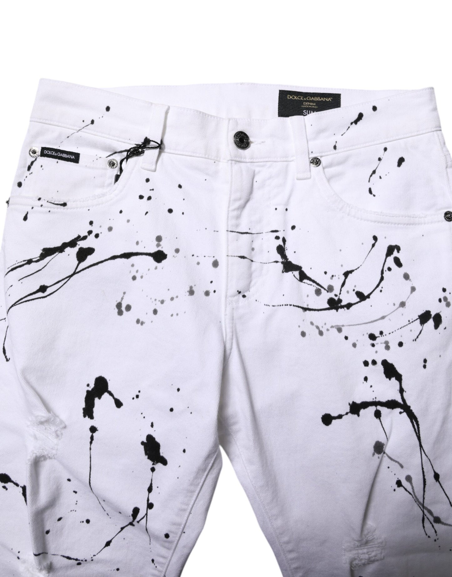 Dolce & Gabbana White ColorSplash Skinny Denim Jeans