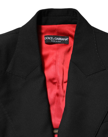 Dolce & Gabbana Black Wool Zipper Detailing Blazer Jacket