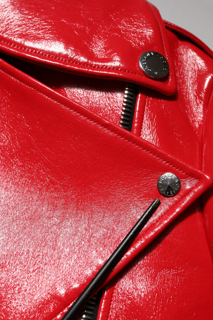 Dolce & Gabbana Red Lambskin Full Zipper Jacket