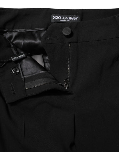 Dolce & Gabbana Black Wool Mid Waisted Tapered Dress Pants