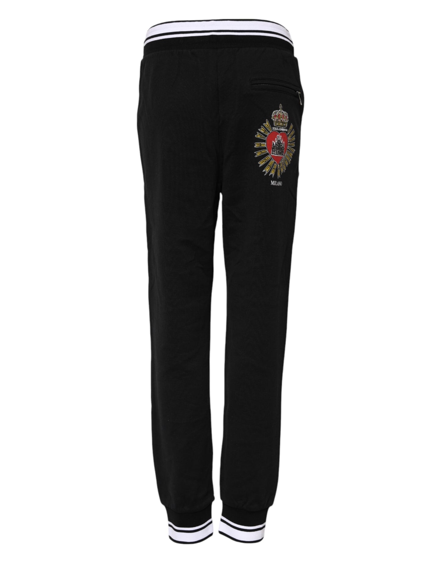 Dolce &amp; Gabbana Schwarze Jogginghose aus Baumwolle mit mittelhohem Bund