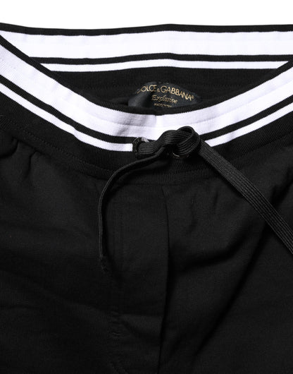 Dolce &amp; Gabbana Schwarze Jogginghose aus Baumwolle mit mittelhohem Bund