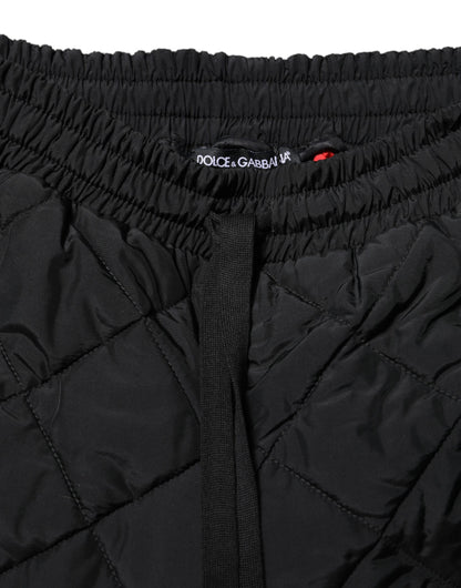 Dolce & Gabbana Black Quilted Mid Waist Jogger Pants