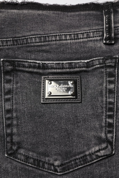 Dolce & Gabbana Gray Skinny Cotton Mid Waisted Denim Jeans