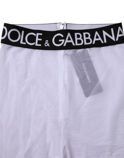 Dolce & Gabbana Gray Nylon DG Logo Mid Waisted Leggings Pants