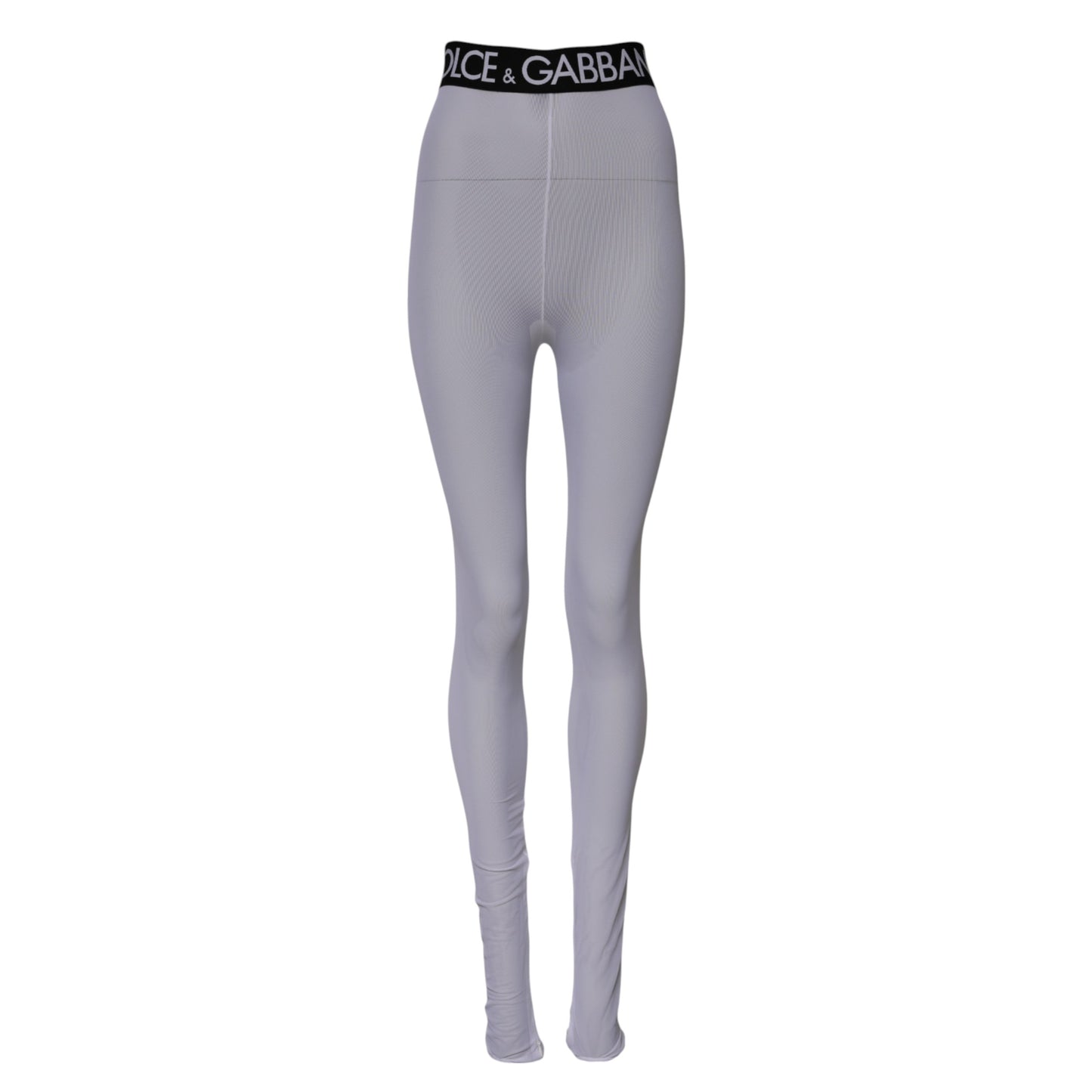 Dolce & Gabbana Gray Nylon DG Logo Mid Waisted Leggings Pants