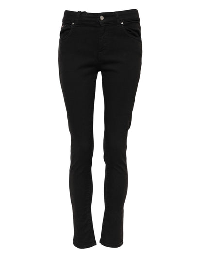 Dolce & Gabbana Black Cotton Skinny Mid Waisted Denim Jeans