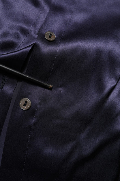 Dolce & Gabbana Dark Purple Silk Ascot Collared Blouse Top