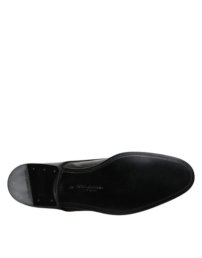 Dolce & Gabbana Black Leather Lace Up Derby Men Dress Shoes