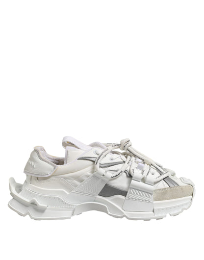 Dolce & Gabbana White Gray Low Top Space Sneakers Shoes