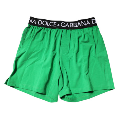Dolce & Gabbana Green Cotton Regular Boxer Shorts Underwear