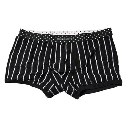Dolce & Gabbana Black White Striped Regular Boxer Underwear
