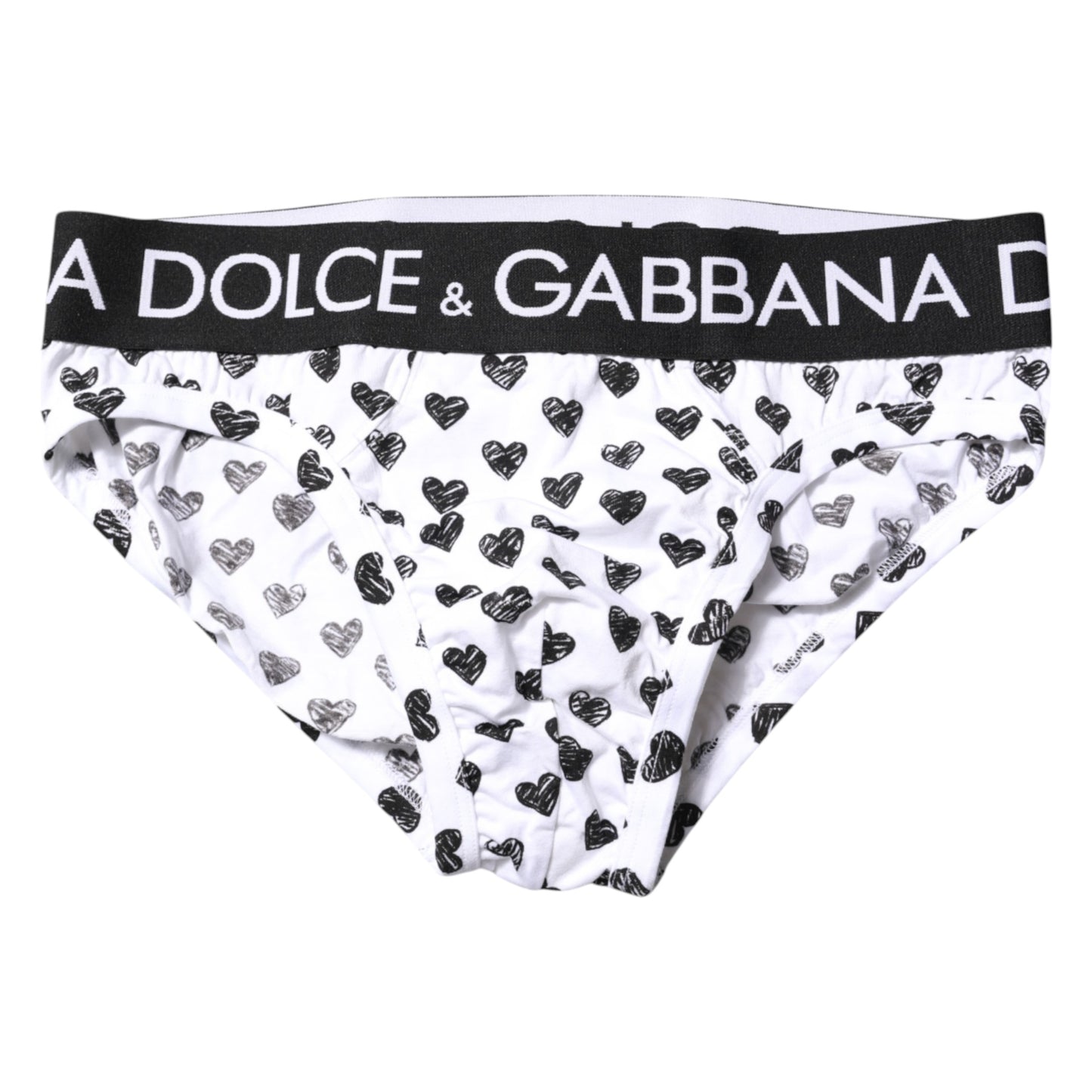 Dolce & Gabbana White Heart Printed Regular Brief Underwear