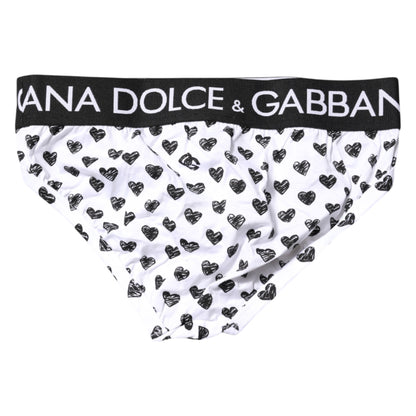 Dolce & Gabbana White Heart Printed Regular Brief Underwear
